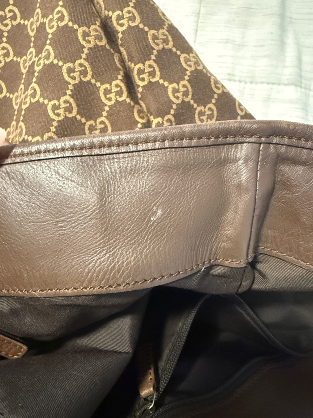 Gucci Brown GG Supreme Canvas Tote with Dark Brown Leather Handles - Picture 13 of 14